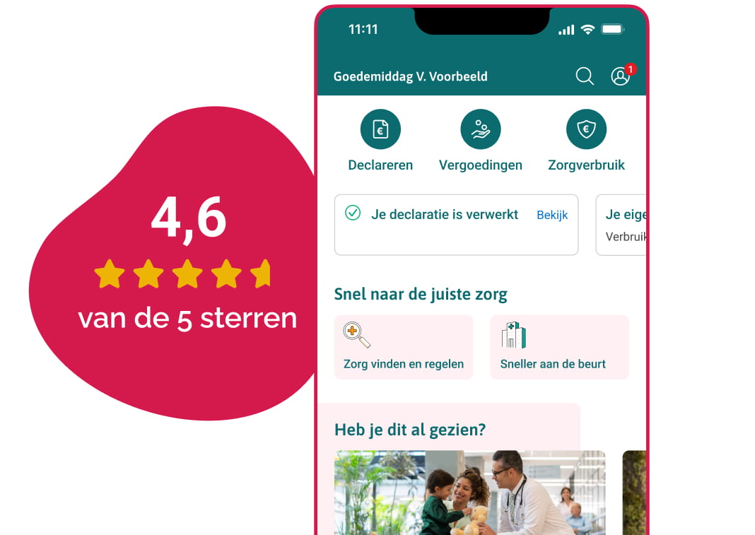VGZ Bewuzt Zorg app met een reviewscore van 4,6 van de 5 sterren